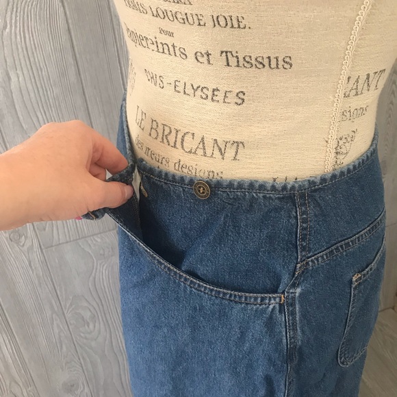 VINTAGE Y2K LIZ WEAR Denim Jean Maxi Skirt with Pockets and Bottom Back Slit - Picture 5 of 15